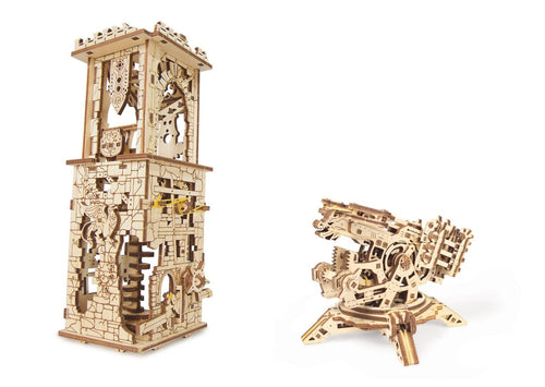 Ugears Archballista-piiritystorni ballistalla – puinen 3D-palapeli, 292 osaa