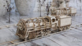 Ugears höyryveturi ja hiilivaunu – puinen 3D-palapeli, 443 osaa